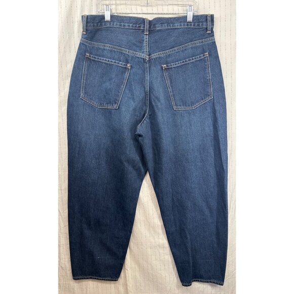 Old Navy Womens Jeans Sz 16 Extra High Rise Balloon 100% Cotton Dark Wash Casual - Picture 2 of 11